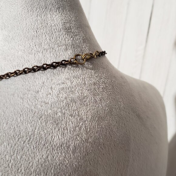 Metal Multi Cross Necklace Statement Pendants Boho Brass Bronze Gothic 36" - Picture 6 of 6